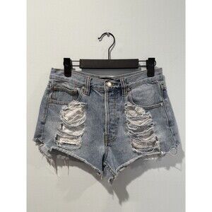 Minkpink Jean Shorts Womens Medium Distressed Denim Cut Offs Raw Hem Travel